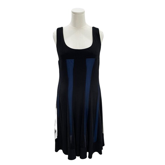 R M Richards Black Blue Sleeveless Fit Flare Midi Dress SZ 14 Elegant Wedding - Picture 6 of 9